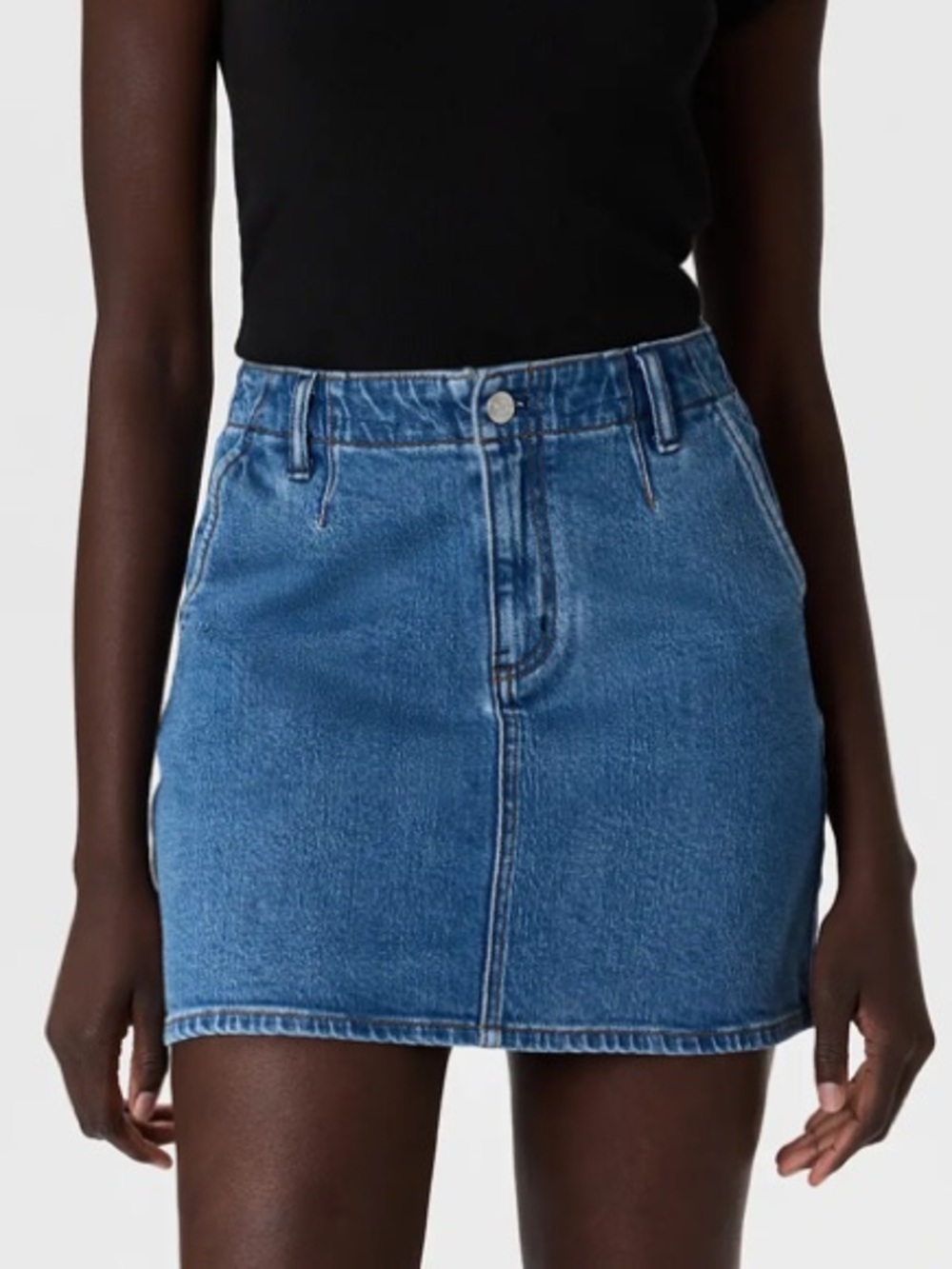 Quince Stretch Denim Mini Skirt Size 31 Atlantic Blue Y2K Preppy